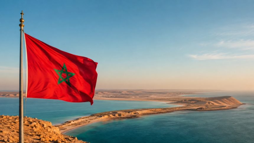 Drapeau marocain sur Oued Eddahab